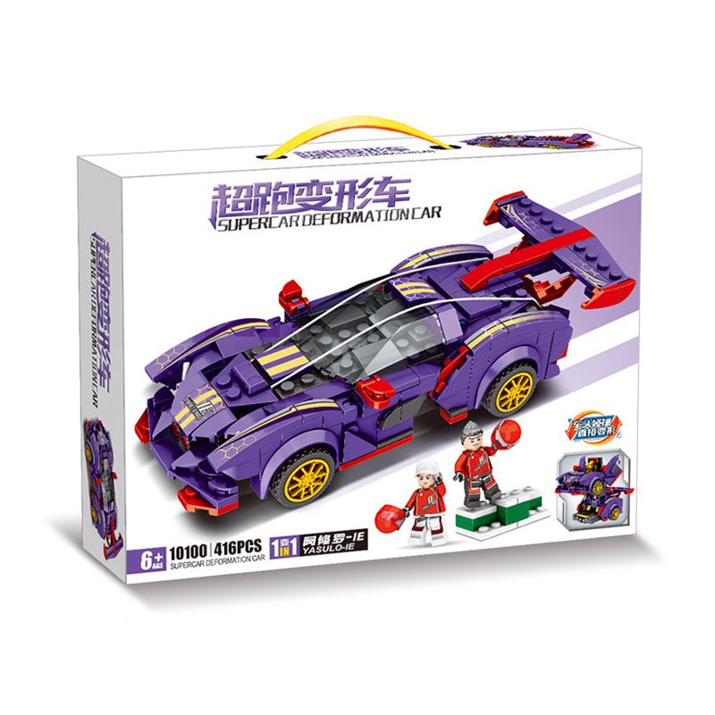 MINGDI LEIBAO 10100 non  XE BIẾN HÌNH SIÊU VA CHẠM ASURA IE bộ đồ chơi xếp lắp ráp ghép mô hình Racers Đua Tốc Độ 416 khối