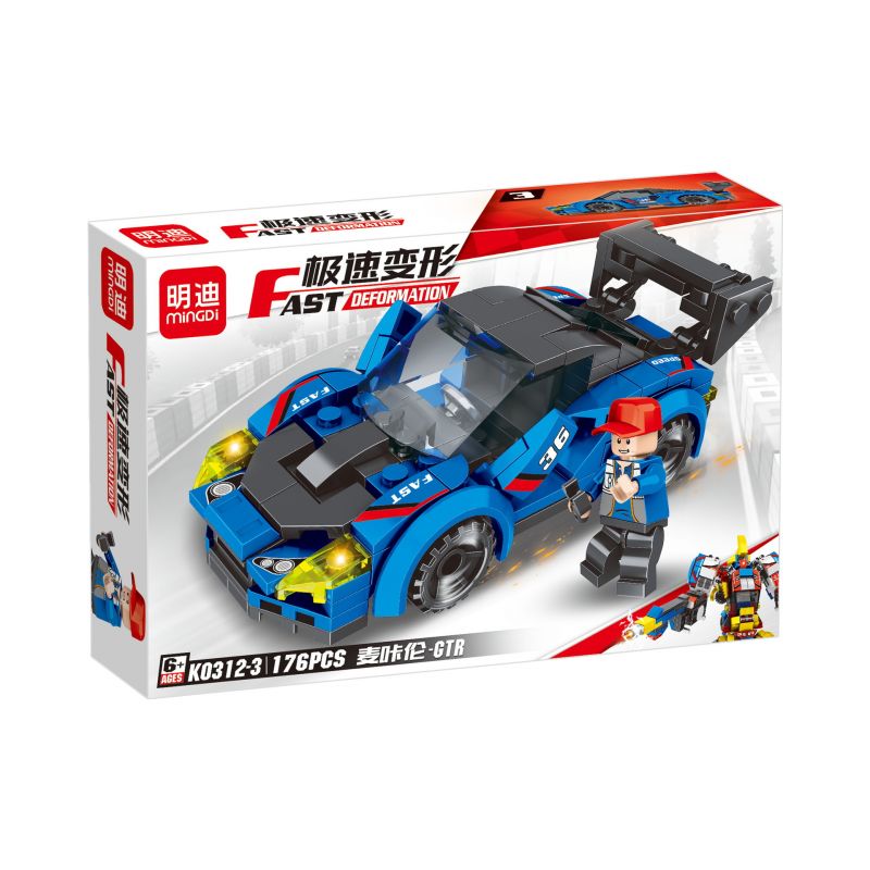 MINGDI LEIBAO K0312 0312 non  BIẾN HÌNH CỰC NHANH 4 LOẠI MECHA bộ đồ chơi xếp lắp ráp ghép mô hình Racers Đua Tốc Độ 674 khối