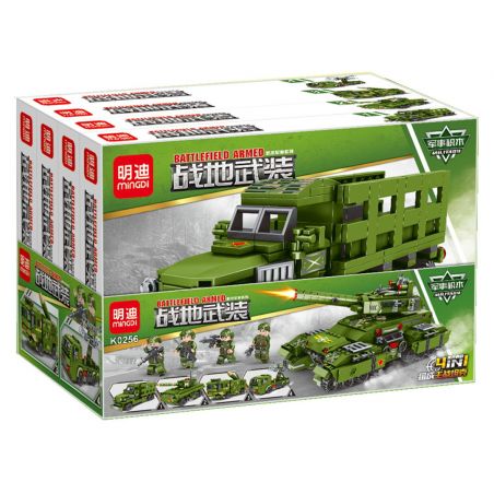 MINGDI LEIBAO K0256 0256 non  VŨ KHÍ CHIẾN ĐẤU 4 XE TĂNG CHỦ LỰC bộ đồ chơi xếp lắp ráp ghép mô hình Military Army BATTLEFIELD ARMED Quân Sự Bộ Đội 1155 khối