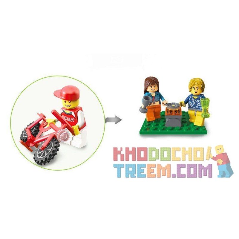 QMAN ENLIGHTEN KEEPPLEY 1120 non  PICNIC BÃI BIỂN VUI VẺ bộ đồ chơi xếp lắp ráp ghép mô hình City PLEASANT TRIP Thành Phố 380 khối