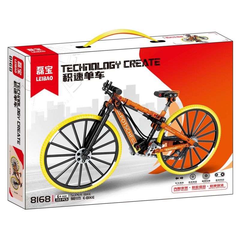 LEIBAO 8168 non  XE ĐẠP CHÍNH XÁC PORSCHE E-BIKE bộ đồ chơi xếp lắp ráp ghép mô hình  PORSCHE EBIKE Kỹ Thuật Công Nghệ Cao Mô Hình Phương Tiện 333 khối