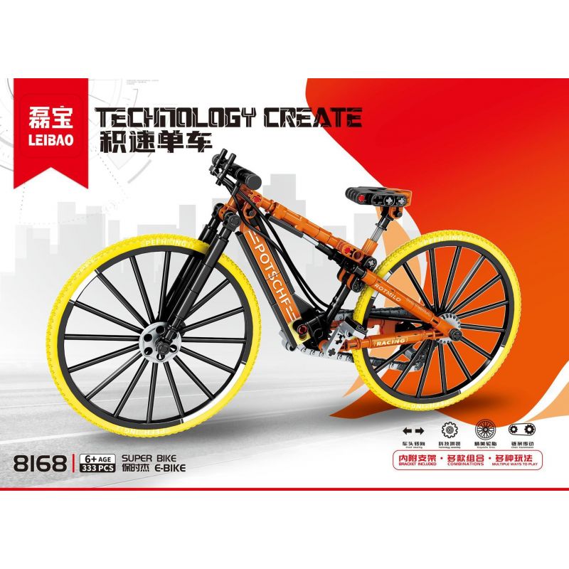 LEIBAO 8168 non  XE ĐẠP CHÍNH XÁC PORSCHE E-BIKE bộ đồ chơi xếp lắp ráp ghép mô hình  PORSCHE EBIKE Kỹ Thuật Công Nghệ Cao Mô Hình Phương Tiện 333 khối