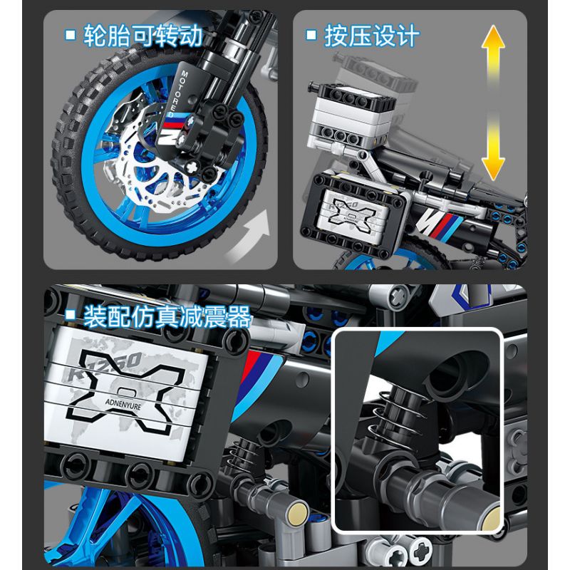 GBL KY1055 1055 non  CHIM NƯỚC XANH R1250 bộ đồ chơi xếp lắp ráp ghép mô hình  BMW R1250 Kỹ Thuật Công Nghệ Cao Mô Hình Phương Tiện 857 khối