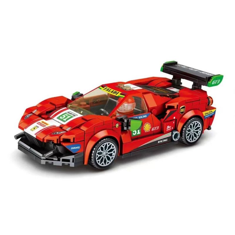 LEYI 31028 non Lego XE FERRARI 488 GT3 TRỞ LẠI bộ đồ chơi xếp lắp ráp ghép mô hình Racing RACING FERRARI 488 GT3 Cuộc Đua 338 khối