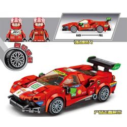 LEYI 31028 non  XE FERRARI 488 GT3 TRỞ LẠI bộ đồ chơi xếp lắp ráp ghép mô hình Racing RACING FERRARI 488 GT3 Cuộc Đua 338 khối