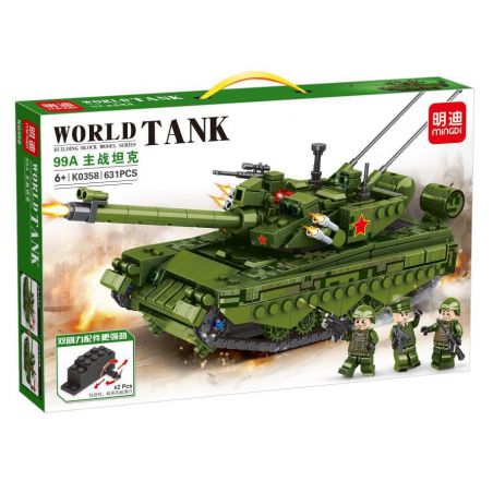 MINGDI LEIBAO K0358 0358 non  XE KÉO TĂNG CHIẾN ĐẤU CHỦ LỰC 99A bộ đồ chơi xếp lắp ráp ghép mô hình Military Army WORLD TANK Quân Sự Bộ Đội 631 khối