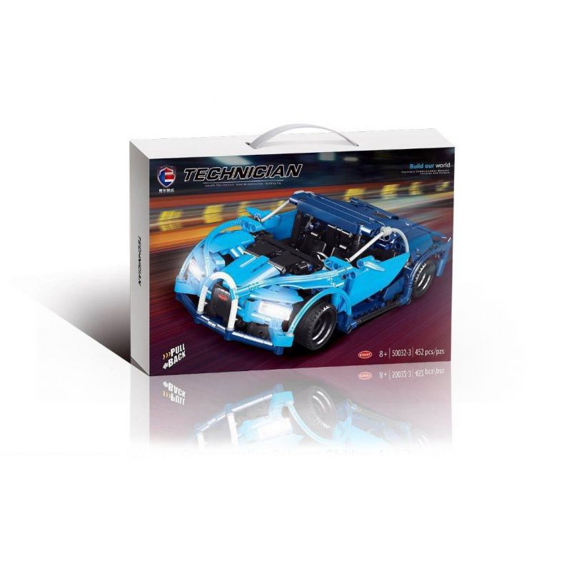 SHENZHEN RAEL ENTERTAINMENT 50032-3 non  BUGATTI LÙI XE bộ đồ chơi xếp lắp ráp ghép mô hình  Kỹ Thuật Công Nghệ Cao Mô Hình Phương Tiện 452 khối