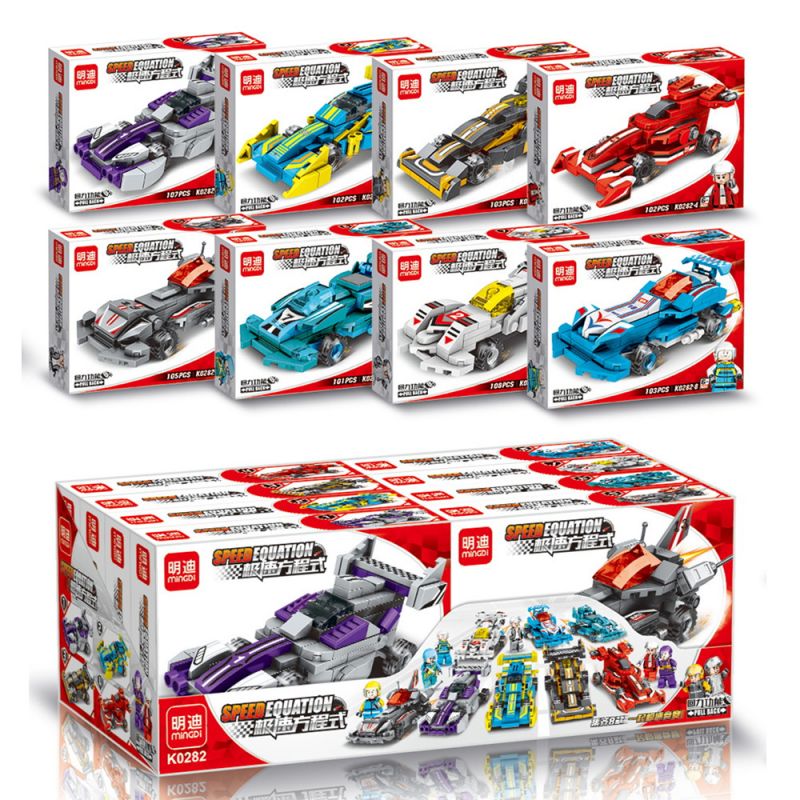 MINGDI LEIBAO K0282 0282 non  CÔNG THỨC KÉO XE THẦN TỐC 8 MẪU bộ đồ chơi xếp lắp ráp ghép mô hình Racers SPEED EQUATION Đua Tốc Độ 831 khối