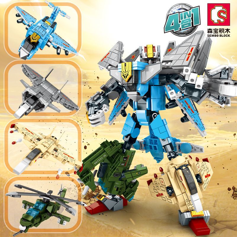 SEMBO 103242 103243 103244 103241 non  STEEL MECHA JIBIAN GALE MÁY BAY VẬN TẢI 4 TỔ HỢP CHIẾN ĐẤU TÀNG HÌNH TRỰC THĂNG VŨ TRANG bộ đồ chơi xếp lắp ráp ghép mô hình Transformers MECHA OF STEEL Robot Đại Chiến Người Máy Biến Hình 839 khối