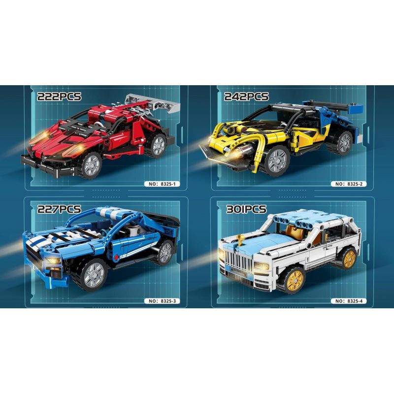 LEIBAO 8325-4 non  XE THỂ THAO CÔNG NGHỆ MÀU TRẮNG bộ đồ chơi xếp lắp ráp ghép mô hình  Kỹ Thuật Công Nghệ Cao Mô Hình Phương Tiện 301 khối