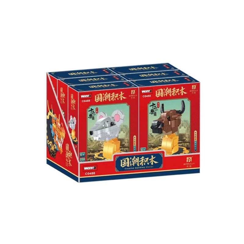 WOMA C0488 0488 non Lego GUOCHAO MƯỜI HAI ĐẦU THÚ 12 KIỂU bộ đồ chơi xếp lắp ráp ghép mô hình CHINESE ZODIAC 3082 khối