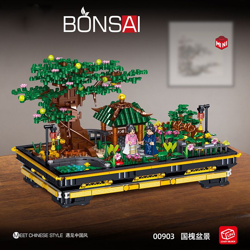 ZHEGAO 00903 non  CÂY CẢNH SOPHORA bộ đồ chơi xếp lắp ráp ghép mô hình BONSAI MEET CHINESE STYLE 1008 khối