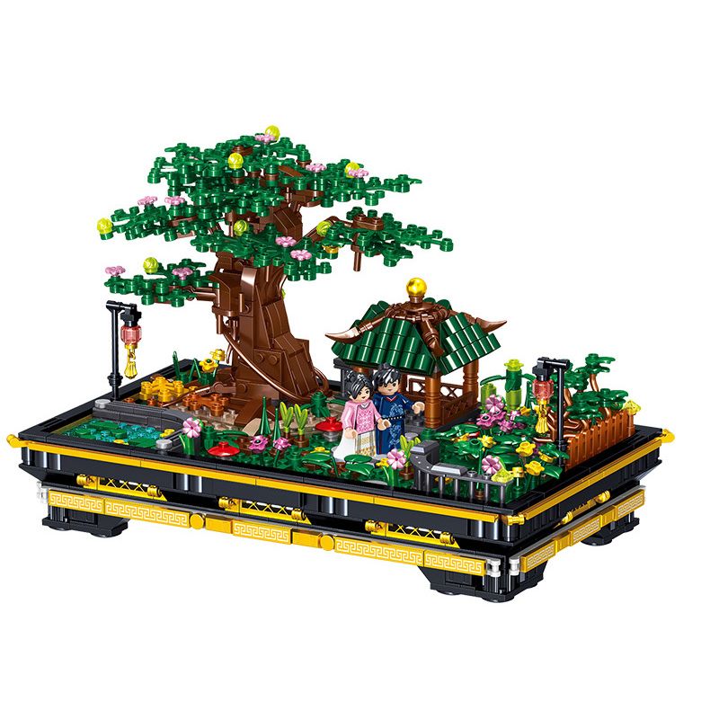 ZHEGAO 00903 non  CÂY CẢNH SOPHORA bộ đồ chơi xếp lắp ráp ghép mô hình BONSAI MEET CHINESE STYLE 1008 khối