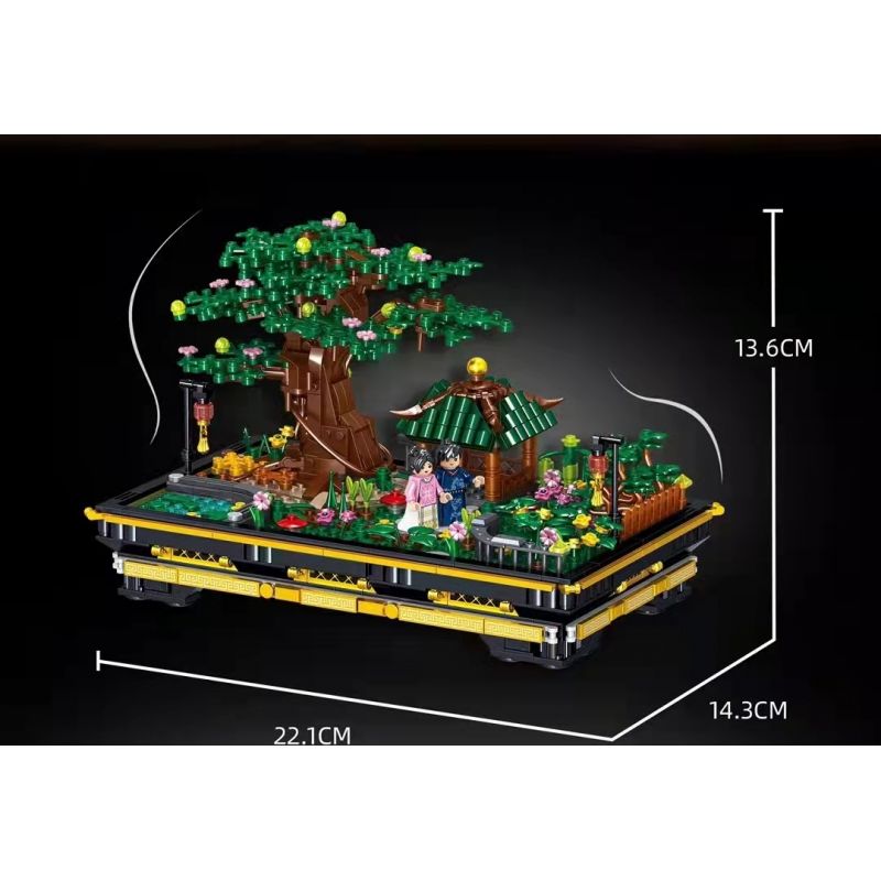 ZHEGAO 00903 non  CÂY CẢNH SOPHORA bộ đồ chơi xếp lắp ráp ghép mô hình BONSAI MEET CHINESE STYLE 1008 khối