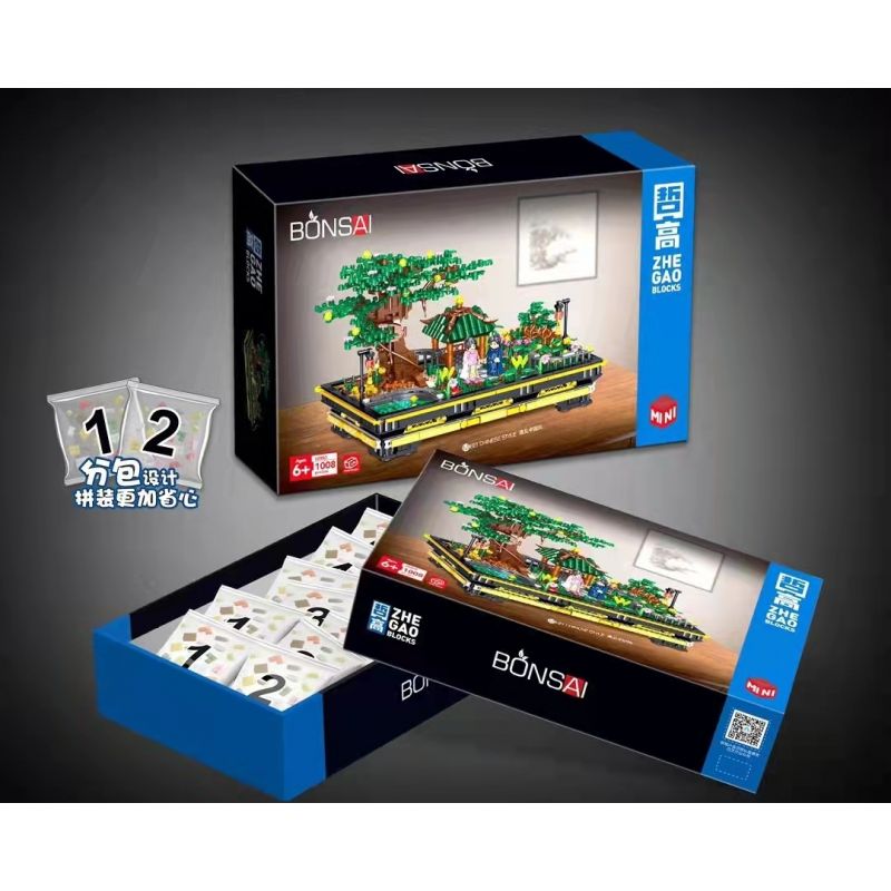 ZHEGAO 00903 non  CÂY CẢNH SOPHORA bộ đồ chơi xếp lắp ráp ghép mô hình BONSAI MEET CHINESE STYLE 1008 khối