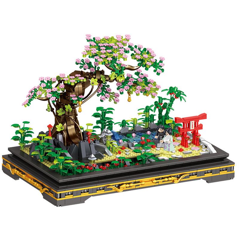 ZHEGAO 00902 non Lego CÂY CẢNH HOA ANH ĐÀO bộ đồ chơi xếp lắp ráp ghép mô hình BONSAI ENCOUNTER JAPANESE WIND 1469 khối