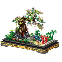 ZHEGAO 00902 non  CÂY CẢNH HOA ANH ĐÀO bộ đồ chơi xếp lắp ráp ghép mô hình BONSAI ENCOUNTER JAPANESE WIND 1469 khối