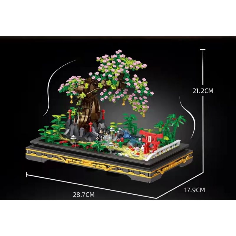 ZHEGAO 00902 non  CÂY CẢNH HOA ANH ĐÀO bộ đồ chơi xếp lắp ráp ghép mô hình BONSAI ENCOUNTER JAPANESE WIND 1469 khối