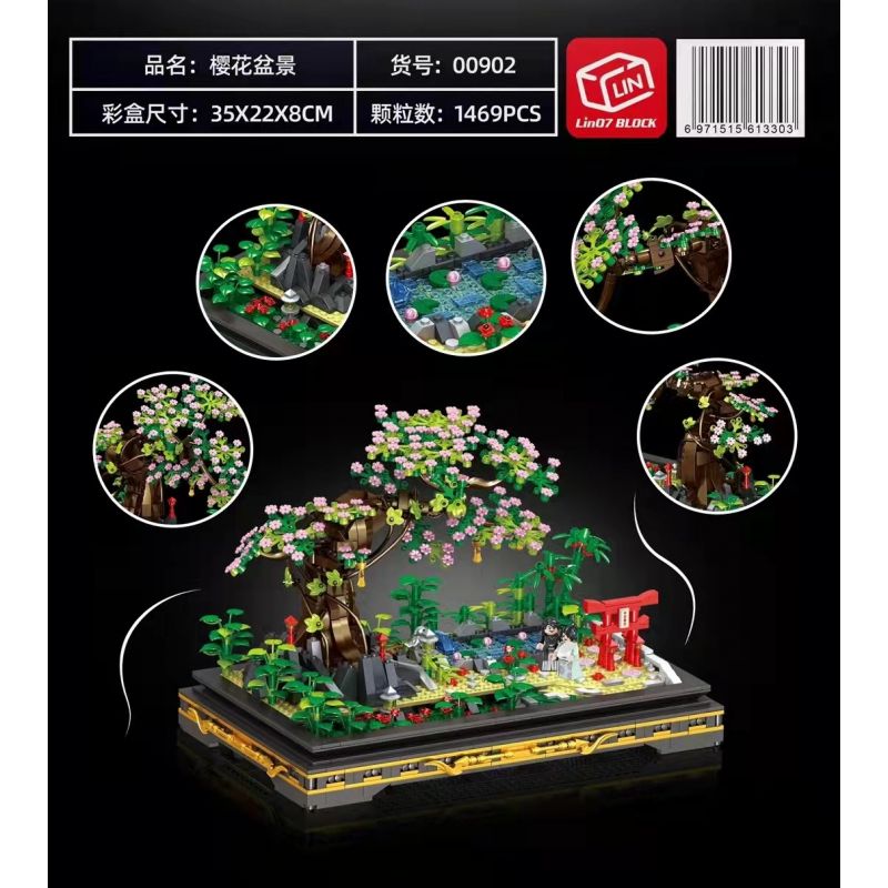 ZHEGAO 00902 non  CÂY CẢNH HOA ANH ĐÀO bộ đồ chơi xếp lắp ráp ghép mô hình BONSAI ENCOUNTER JAPANESE WIND 1469 khối
