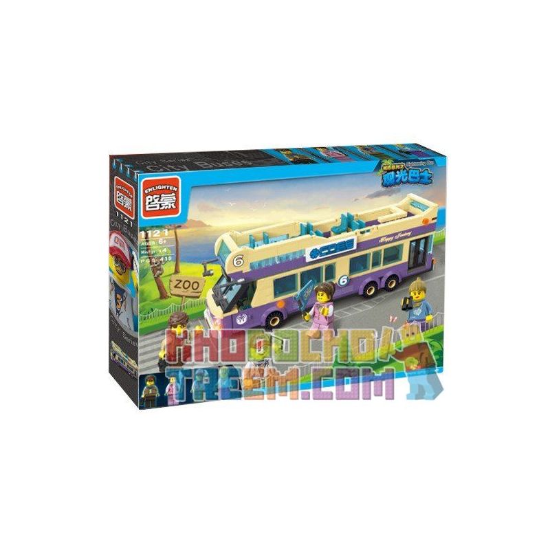 Enlighten 1123 Qman 1123 Xếp hình kiểu Lego CITY Sightseeing Bus Xe Buýt Du Lịch 2 Tầng 455 khối