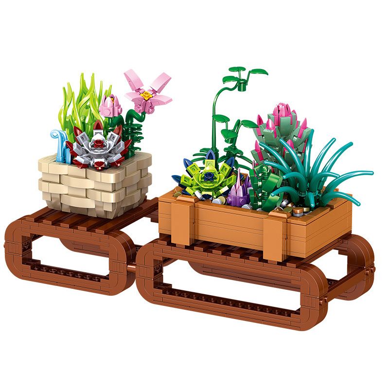 ZHEGAO 00901 non Lego DUOFU VÀ THỊT bộ đồ chơi xếp lắp ráp ghép mô hình BONSAI SUCCULENTS MORE BLESSING 963 khối