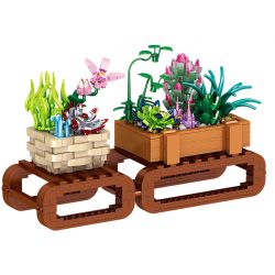 ZHEGAO 00901 non  DUOFU VÀ THỊT bộ đồ chơi xếp lắp ráp ghép mô hình BONSAI SUCCULENTS MORE BLESSING 963 khối