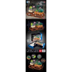 ZHEGAO 00901 non  DUOFU VÀ THỊT bộ đồ chơi xếp lắp ráp ghép mô hình BONSAI SUCCULENTS MORE BLESSING 963 khối