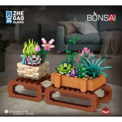ZHEGAO 00901 non  DUOFU VÀ THỊT bộ đồ chơi xếp lắp ráp ghép mô hình BONSAI SUCCULENTS MORE BLESSING 963 khối
