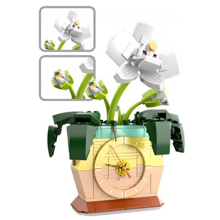 HENGTAI 92032B non  TRONG CHẬU bộ đồ chơi xếp lắp ráp ghép mô hình TIMESPRITE TIME POTTED 220 khối