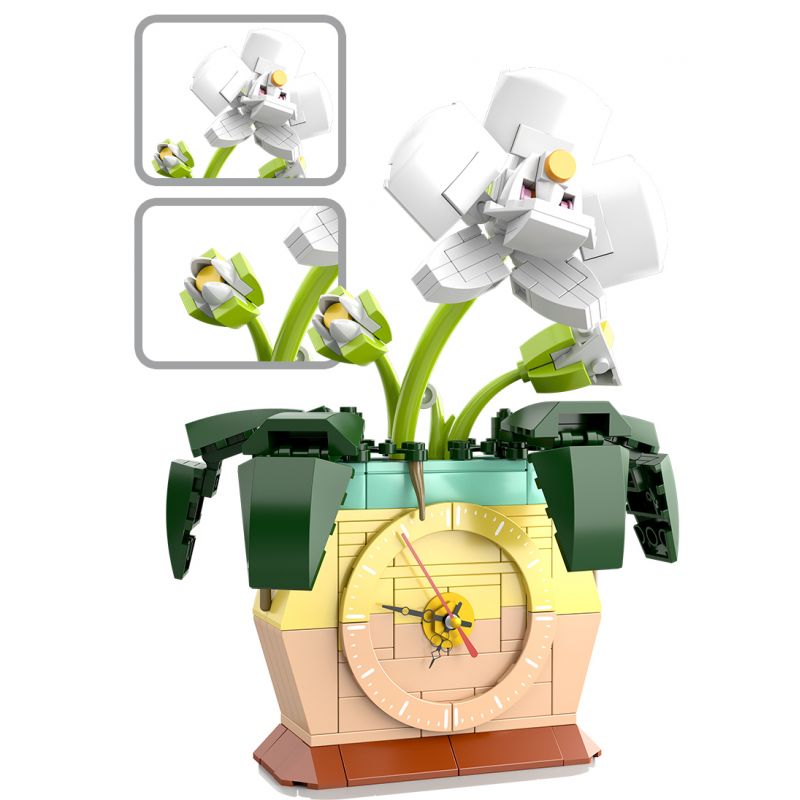 HENGTAI 92032B non  TRONG CHẬU bộ đồ chơi xếp lắp ráp ghép mô hình TIMESPRITE TIME POTTED 220 khối