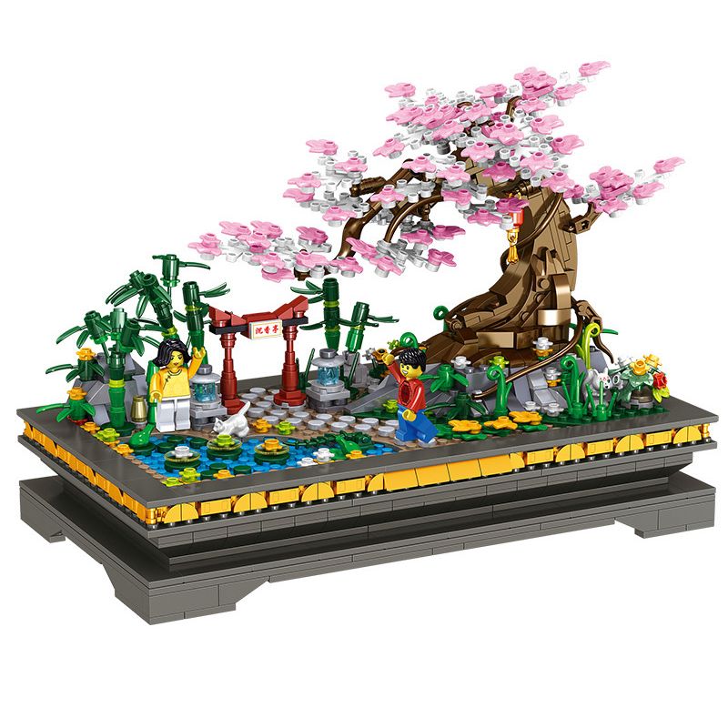 ZHEGAO 00900 non Lego CÂY CẢNH HOA ĐÀO bộ đồ chơi xếp lắp ráp ghép mô hình BONSAI ELEGANT CHINESE STYLE 1101 khối