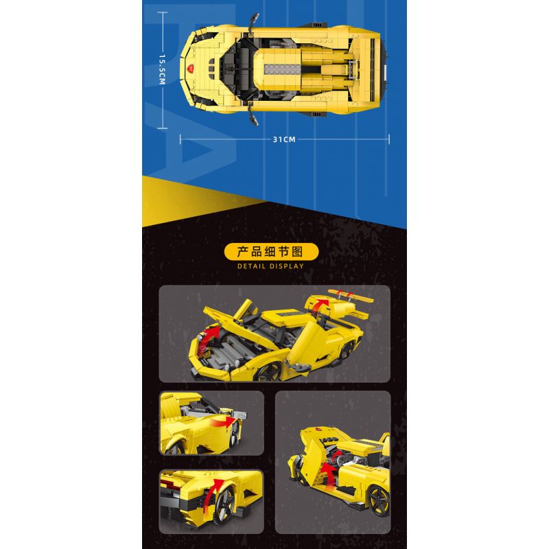 MouldKing 10018 Mould King 10018 non  KOENIGSEGG REGERA bộ đồ chơi xếp lắp ráp ghép mô hình Creator Expert Chuyên Gia Sáng Tạo 1341 khối
