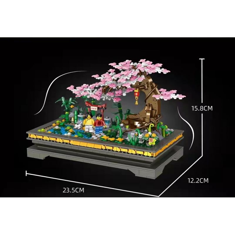 ZHEGAO 00900 non  CÂY CẢNH HOA ĐÀO bộ đồ chơi xếp lắp ráp ghép mô hình BONSAI ELEGANT CHINESE STYLE 1101 khối