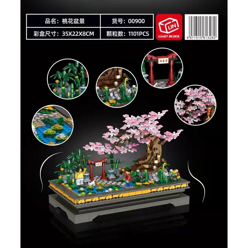 ZHEGAO 00900 non  CÂY CẢNH HOA ĐÀO bộ đồ chơi xếp lắp ráp ghép mô hình BONSAI ELEGANT CHINESE STYLE 1101 khối