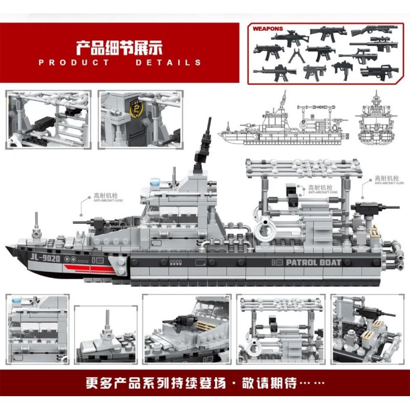 MINGDI 9020 non  TÀU TUẦN TRA QUÂN SỰ GIAO LONG bộ đồ chơi xếp lắp ráp ghép mô hình Military Army Quân Sự Bộ Đội 826 khối