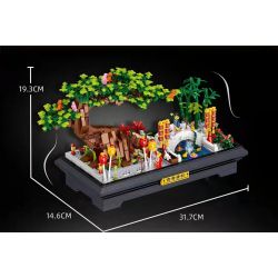 ZHEGAO 00899 non  CÂY THÔNG XANH bộ đồ chơi xếp lắp ráp ghép mô hình BONSAI MAJESTIC CHINESE STYLE 1426 khối