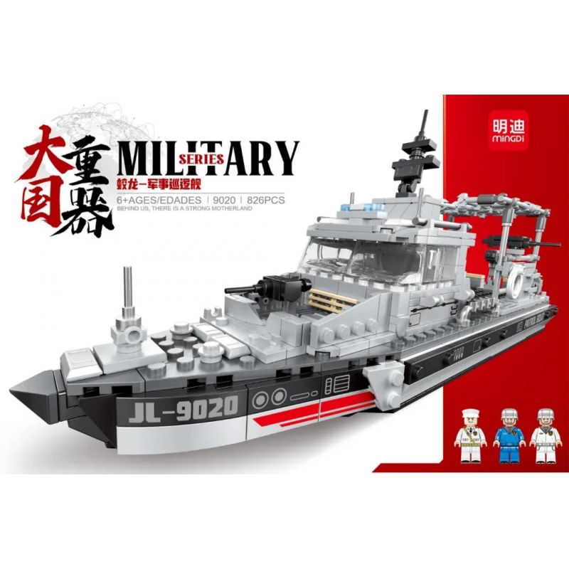MINGDI 9020 non  TÀU TUẦN TRA QUÂN SỰ GIAO LONG bộ đồ chơi xếp lắp ráp ghép mô hình Military Army Quân Sự Bộ Đội 826 khối