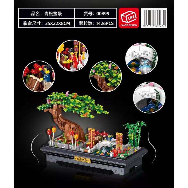 ZHEGAO 00899 non  CÂY THÔNG XANH bộ đồ chơi xếp lắp ráp ghép mô hình BONSAI MAJESTIC CHINESE STYLE 1426 khối