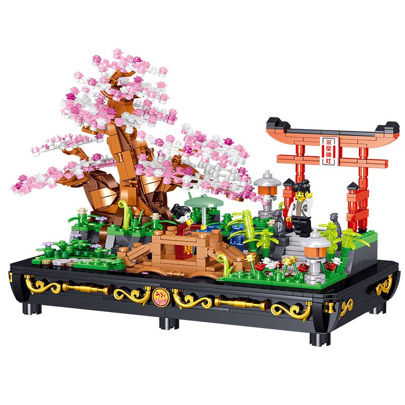 ZHEGAO 00898 non Lego BONSAI ANH ĐÀO SIÊU NHỎ bộ đồ chơi xếp lắp ráp ghép mô hình BONSAI MICRO CHERRY JAPANESE WIND 1286 khối