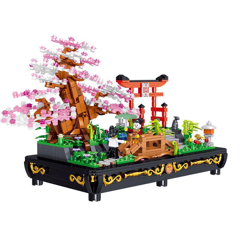 ZHEGAO 00898 non  BONSAI ANH ĐÀO SIÊU NHỎ bộ đồ chơi xếp lắp ráp ghép mô hình BONSAI MICRO CHERRY JAPANESE WIND 1286 khối
