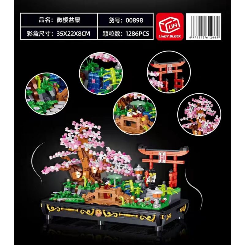 ZHEGAO 00898 non  BONSAI ANH ĐÀO SIÊU NHỎ bộ đồ chơi xếp lắp ráp ghép mô hình BONSAI MICRO CHERRY JAPANESE WIND 1286 khối