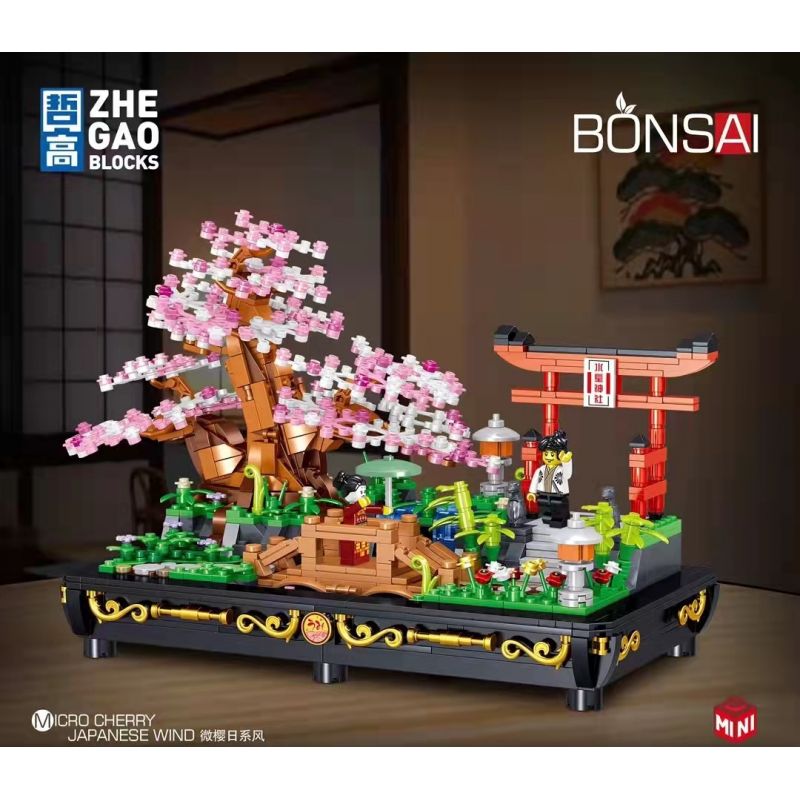 ZHEGAO 00898 non  BONSAI ANH ĐÀO SIÊU NHỎ bộ đồ chơi xếp lắp ráp ghép mô hình BONSAI MICRO CHERRY JAPANESE WIND 1286 khối