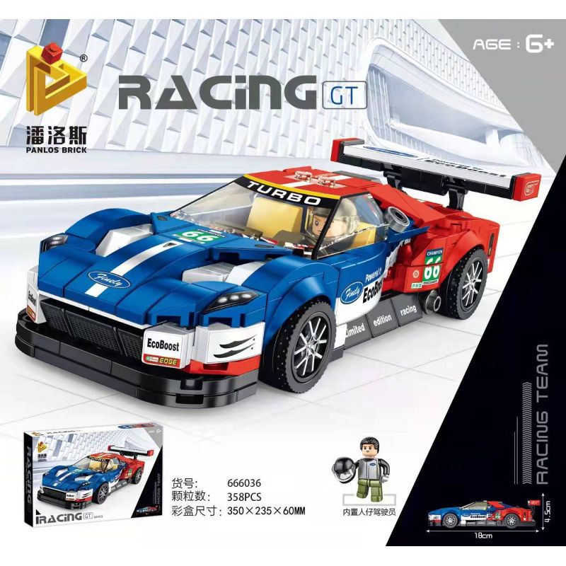 PanlosBrick 666036 Panlos Brick 666036 non Lego FORD GT bộ đồ chơi xếp lắp ráp ghép mô hình Racers Đua Tốc Độ 358 khối