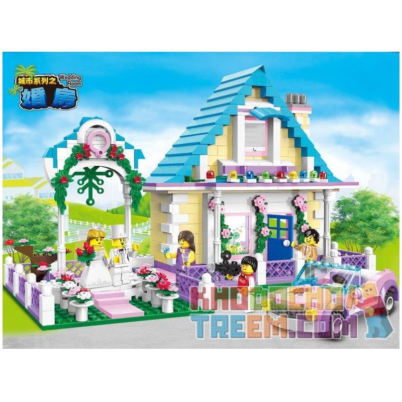 QMAN ENLIGHTEN KEEPPLEY 1129 non  ĐÁM CƯỚI HẠNH PHÚC bộ đồ chơi xếp lắp ráp ghép mô hình City WEDDING ROOM Thành Phố 613 khối