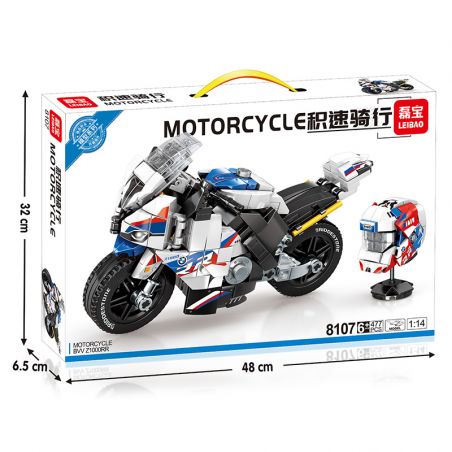 LEIBAO 8107 non  TỐC ĐỘ TÍCH LŨY KHI LÁI XE BMW Z1000RR 1:14 tỷ lệ 1:14 bộ đồ chơi xếp lắp ráp ghép mô hình Motorcycle Motorbike Xe Hai Bánh 477 khối