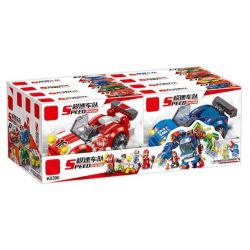 MINGDI LEIBAO K0390 0390 non  NHÓM TỐC ĐỘ TỔ HỢP MECHA 8 bộ đồ chơi xếp lắp ráp ghép mô hình Racers SPEED RACING Đua Tốc Độ 857 khối