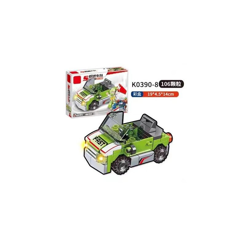 MINGDI LEIBAO K0390 0390 non  NHÓM TỐC ĐỘ TỔ HỢP MECHA 8 bộ đồ chơi xếp lắp ráp ghép mô hình Racers SPEED RACING Đua Tốc Độ 857 khối