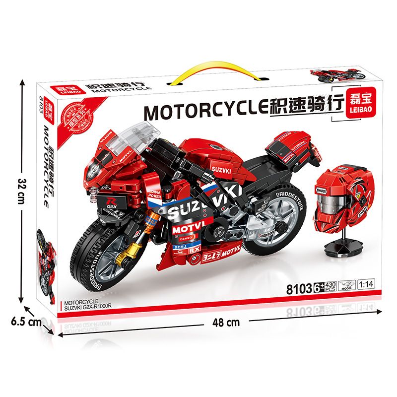 LEIBAO 8103 non Lego TỐC ĐỘ TÍCH LŨY SUZUKI G2X-R1000R 1:14 tỷ lệ 1:14 bộ đồ chơi xếp lắp ráp ghép mô hình Motorcycle Motorbike Xe Hai Bánh 430 khối