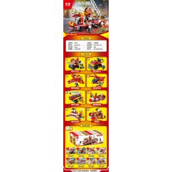 MINGDI LEIBAO C003 non  CHỮA CHÁY ĐÔ THỊ 8 TỔ HỢP bộ đồ chơi xếp lắp ráp ghép mô hình City LIRBAN FIRE FIGHTING Thành Phố 906 khối