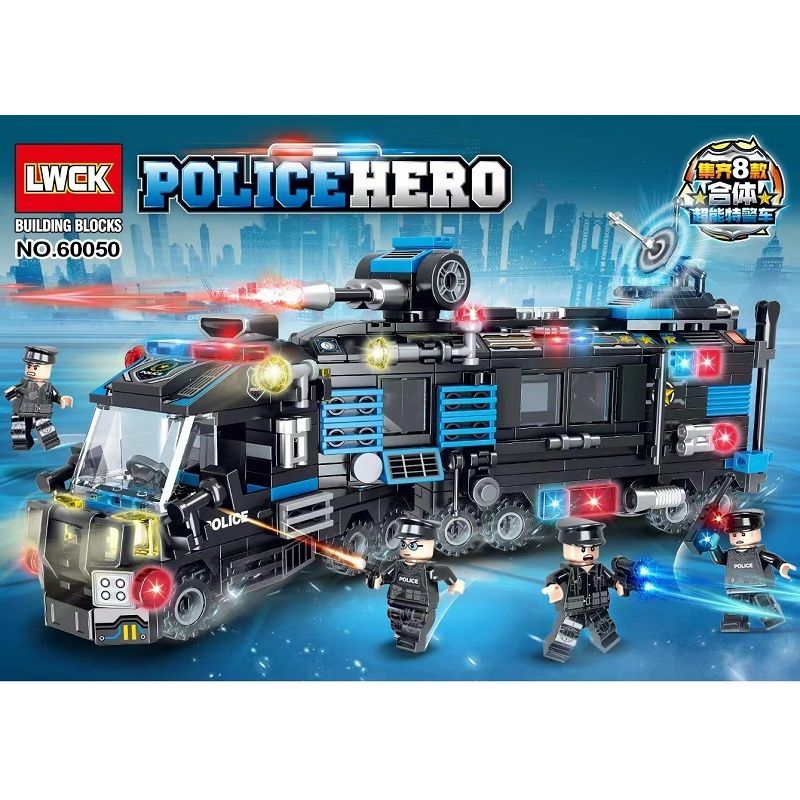LWCK 60050 non  SIÊU XE SWAT 8 TỔ HỢP bộ đồ chơi xếp lắp ráp ghép mô hình City POLICEHERO Thành Phố 806 khối